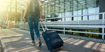 woman walking on the terminal